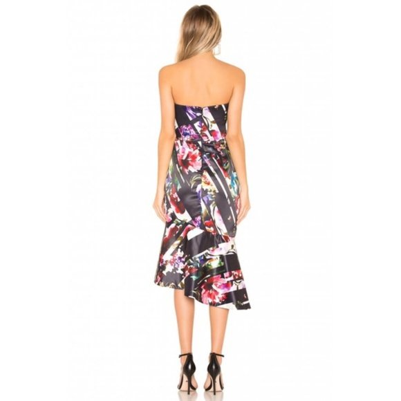 NEW Parker Black Floral Strapless Wendy Midi Dress - Picture 8 of 12